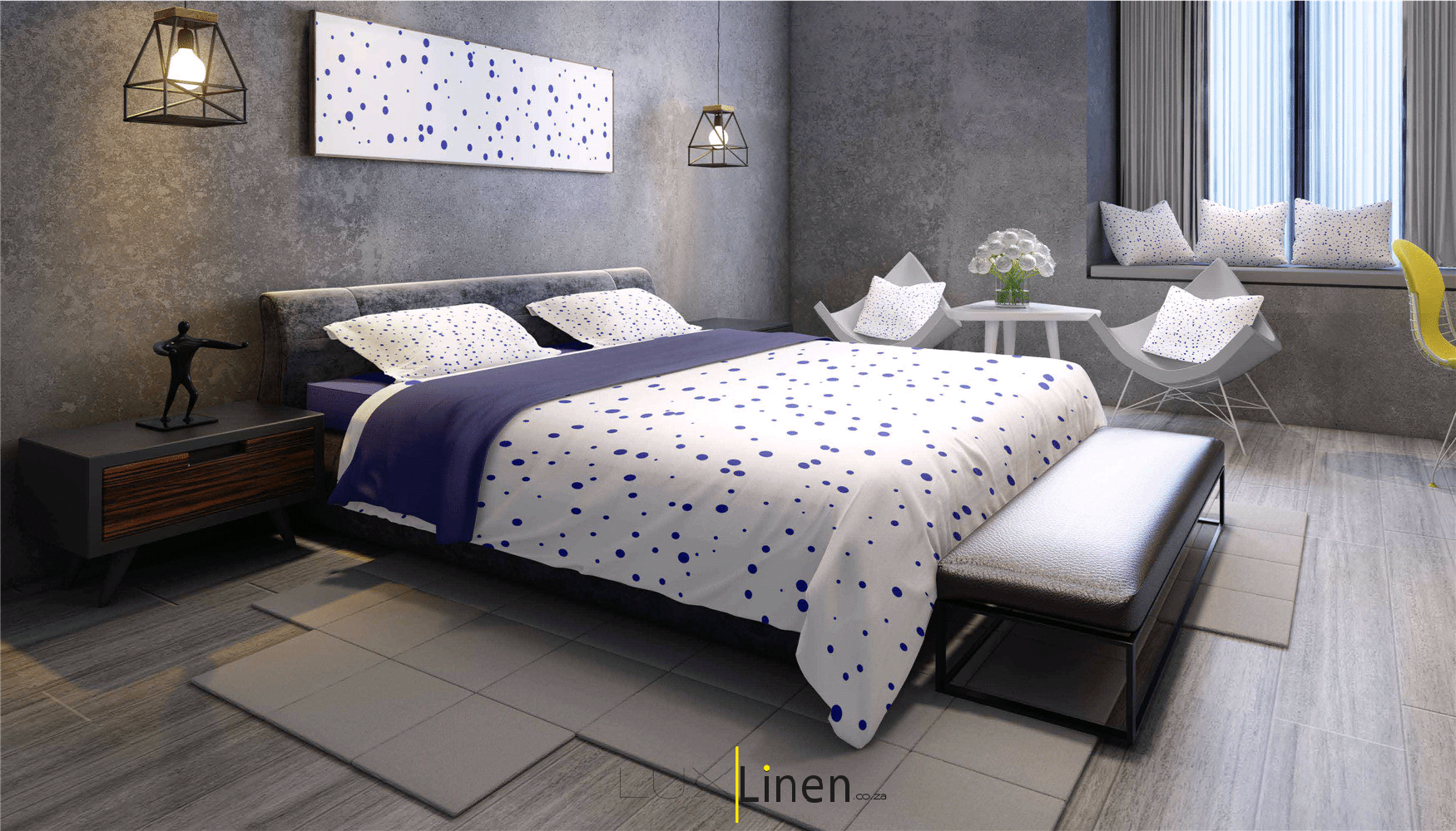 Paint Splash Blue Bedding Set